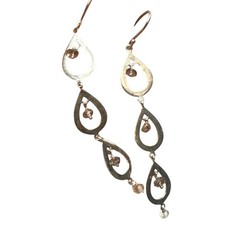 Vintage Sterling Silver Teardrop Loop Dangle Earrings Handmade Boho Jewelry