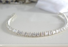 Sterling Silver 925 Cubic Zirconia Bar Link Tennis Bracelet 7.5″