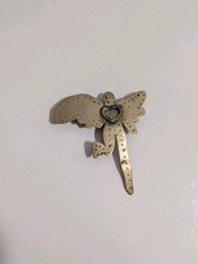 Vtg Brass Tone Fairy Angel W/ Heart Pin Brooch Mystical Pixy Unmarked