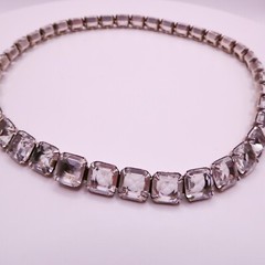 Antique Art Deco Rivere Choker Necklace Sterling Silver Signed H&H Womens