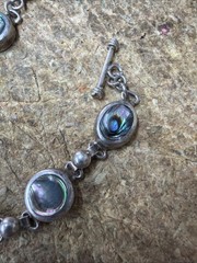 Vintage Rare Mexico 925 Sterling Silver Abolone Toggle Bracelet 30g