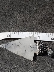 Vintage Rutilated Quartz Arrow, Gunmetal & White Crystal accents Pendant