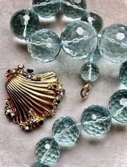 Vintage CINER Jewel Encrusted Gold Shell Pin – Signed & Excellent!