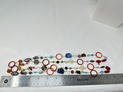 Unique 925 Sterling Silver Genuine Gemstone Pearl Crystal Bicone 32″ Necklace