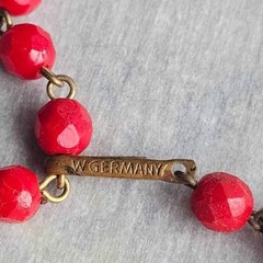 Vintage W. Germany Red Faceted Bead Necklace