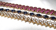 Vintage Sterling Silver Gemstone Tennis Bracelets Lot of 3 ETC10717