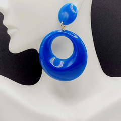 Vintage Blue Hoops Wide Bottom Retro Design Hoop Acrylic Pierced Style Earrings