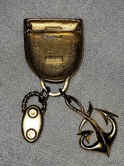 Medal Military Style Anchor and Pulley M JENT Vintage Gold Pin Brooch V-0139