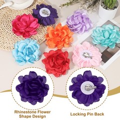 4.7″ Silk Satin Flower Brooch Pin Large Peony Floral Lapel Pin Deep Purple