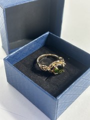 Vintage Green Cubic Zirconia Ring Gold Plated Womens Size 6