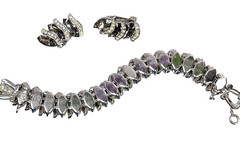 Vintage Weiss Smoky Crystal Rhinstone “Black Diamond” Bracelet & Earrings Set