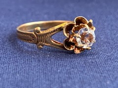 Vtg 14K Yellow Gold Ring 1.7g Fine Jewelry Size 7 Band Clear Round Stone *READ*