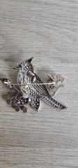 Colorful Rhinestone Red Cardinal Brooch Pin Gold Tone Crystal 3″