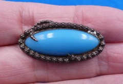 Nice Vintage Antique Faux Turquoise Sterling Top Jewelry Pin
