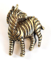 VTG Standing Zebra Brooch Pin Gold Tone Etched Stripes Statement Jewelry Africa