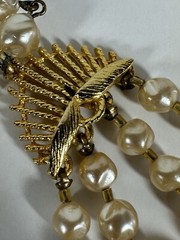 Vintage Necklace Multistrand Simulated Pearl Collar Rondelle Statement 16-18 in