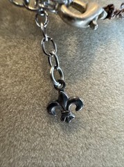 Vintage Pewter Heart Pendant Hieroglyphs String Charm Crystal Chain