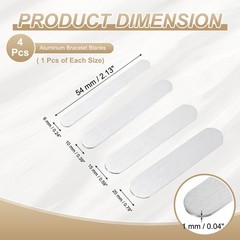 4 Pcs Aluminum Ring Blanks 1/4″-15/32″ x 2.1″ Engraving Stamping Ring Blanks