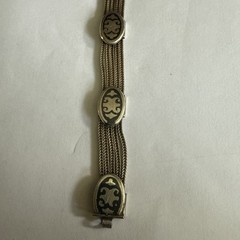 VTG Turkish Niello Sterling Silver Bracelet, Box Clasp 7” long