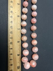 VTG Banded Calcite Necklace round beads 20″ Graduated Pink coral peach colors