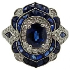 Beautiful Art Deco Style Oval Cut Lab Created Diamond 925 Silver Engagement Ring