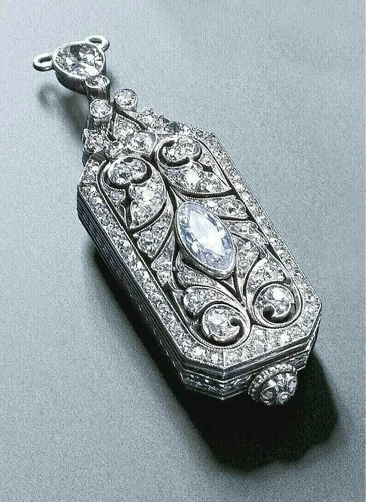 2Ct Art Deco Style Lab Created Diamond Engagement Gift 14K White Gold FN Pendant