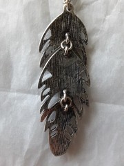 Vintage Silver Feather Pendant Necklace