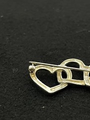 Tiffany & Co Triple Heart Brooch Pin Sterling Silver 925 Open Heart Design 1984