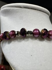 Vintage Beaded Necklace Purple Plum Crystal Faux Pearl Choker Art Deco