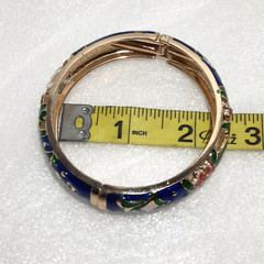 meenakari cut out floral gold tone clamp bracelet rhinestones enamel.