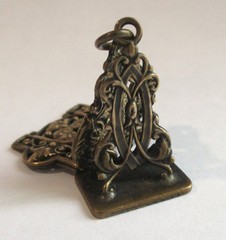 ANTIQUE VICTORIAN BRONZE ORNATE WATCH FOB SEAL PENDANT CHARM