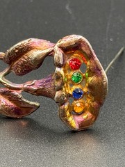 Art Deco 30-40s Era Rainbow Pot Metal Brooch Calla Lily Flower S in Star Mark