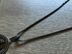 Dark Silver Tone JCM Brass CZ Compass Pendant Necklace