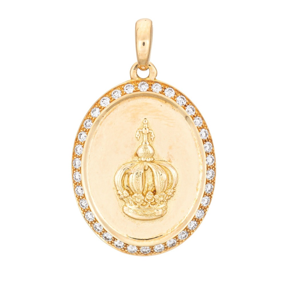 Leitao & Irmao Diamond Crown Medal Pendant 19k Yellow Gold Limited Edition