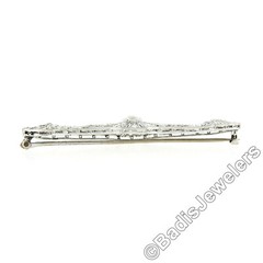 Antique Edwardian Platinum 2.25ctw Old European Diamond Milgrain Open Bar Brooch