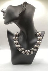 Vintage Sterling Silver 925 Pearl and Black Onyx Collar Necklace Elegant Estate