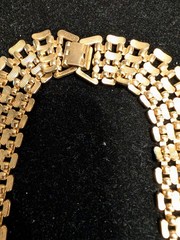 Vintage Classic Panther Chain Link Statement Goldtone Chocker Necklace