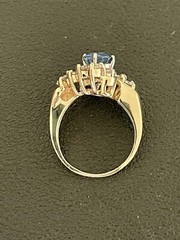 14KY 1.06CT Blue Sapphire 0.60CTW Diamond Ring Size 4.5 (Q112)