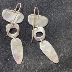Pierced Earrings Mobile Articulated Mod Sterling 2 1/4” Signed RLM Studio