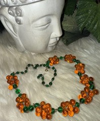 Louis Rousselet Rare Gorgeous Gripoix Green & Amber Glass In 25 Inches Long! D5