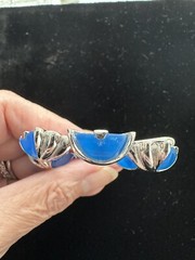Sterling & Blue Lucite Brooch Pin AND Dress Clip Uncas Mfg. Co MCM Deco Design 2