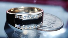 14k yellow gold ring 1.00ct onyx diamond size 10.5 vintage handmade 6.95gr