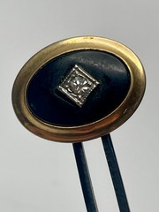 Vintage Dolan Bullock Correct Quality Black Onyx Rhinestone Gold Tone Cufflinks