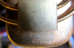 Signed Michal Golan Gold Tone Lariat Bolo Long Sliding Necklace with Tips/Aglets