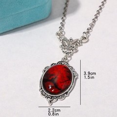 Gothic Blood Red Quartz Pendant Necklace Vampire Witch Choker Women Jewelry
