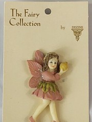 Vintage 1995 Dezine The Fairy Collection Pink Dress Wings Brooch Pin Jewelry