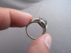 VINTAGE FILIGREE STERLING TEAR DROP TOURMALINATED QUARTZ RING SIZE 6.75