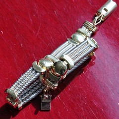 14k multi tone gold bracelet heavy 6.25″ fancy cable link vintage handmade 18.4g