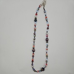 Vintage Artisanal Glass Bead Necklace Iridescent Crystal Boho Toggle Clasp