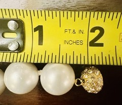 VTG Costume Pearl Necklace W Alternating Gold & Diamond Spacers 18” Jackie O